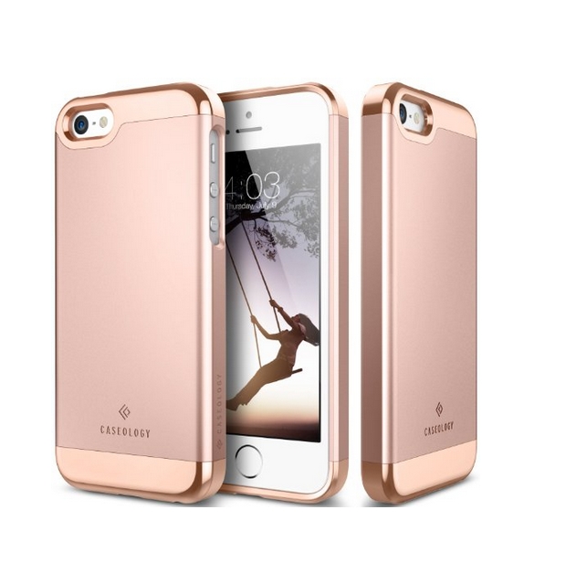 iPhone SE Case Caseology savoy Series chrome microfiber slider  case rose gold